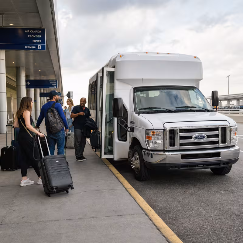 Black Mercedes Sprinter van staged for an New Orleans Airport Transportation group