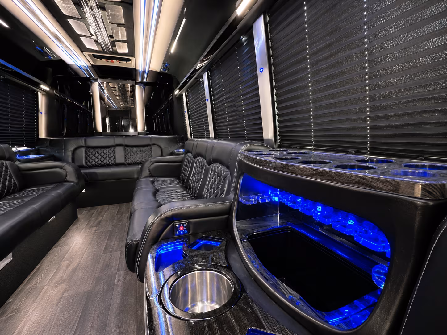 New Orleans Bachelor & Bachelorette Transportation party bus interior