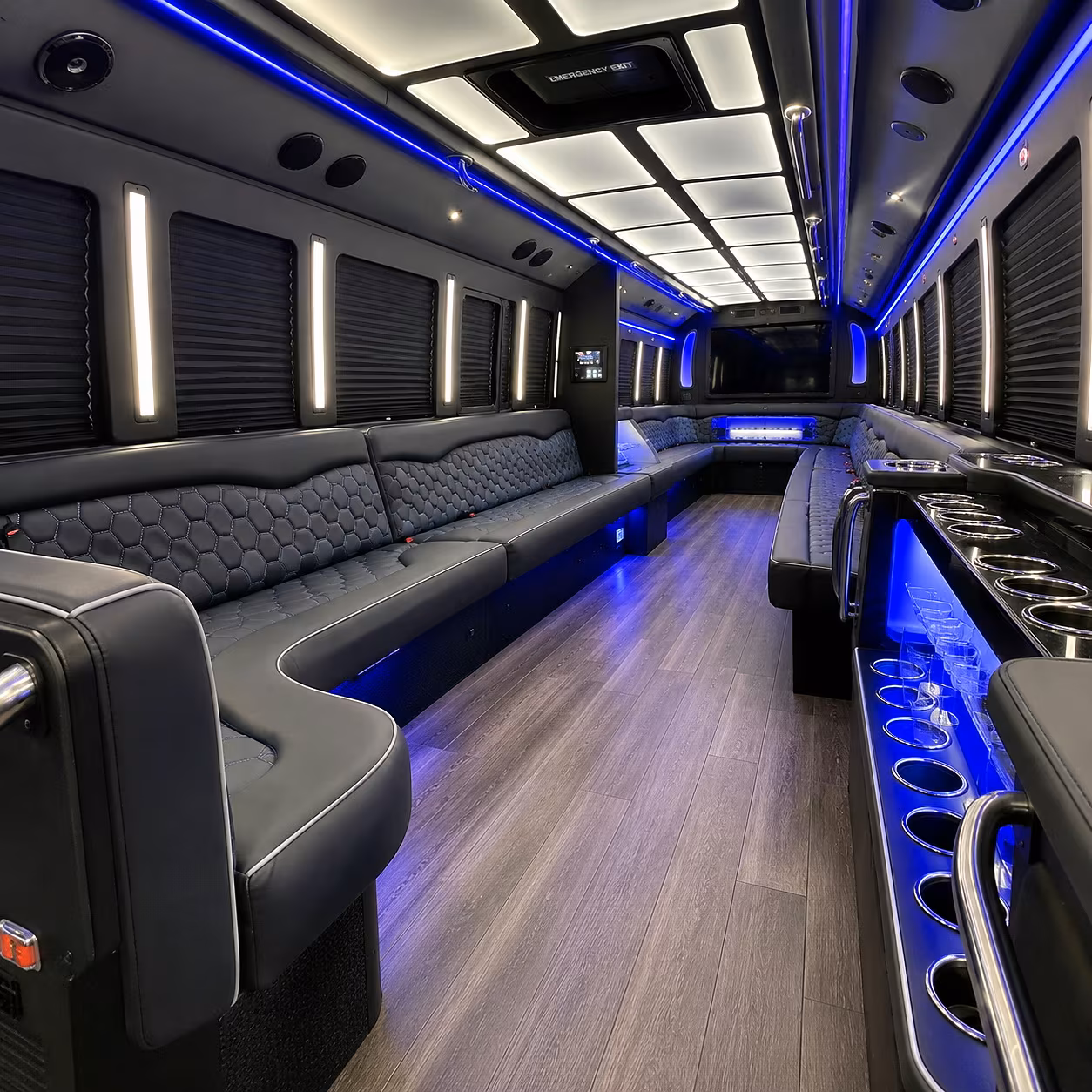 New Orleans Wedding Transportation party bus interior