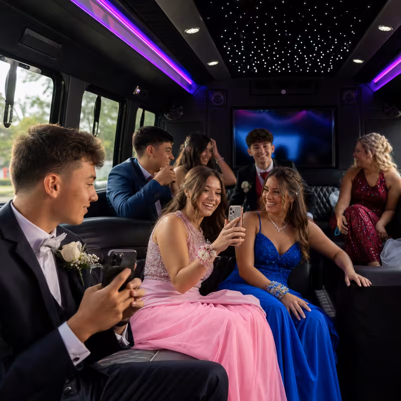 Black Mercedes Sprinter van staged for an New Orleans Prom & Homecoming Transportation group