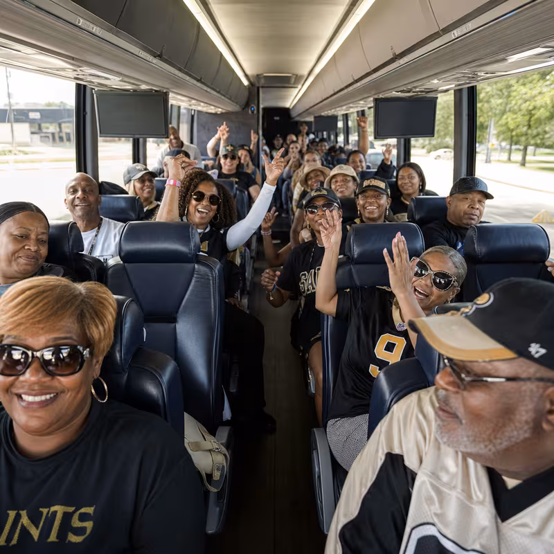 Black Mercedes Sprinter van staged for an New Orleans Sporting Event Transportation group