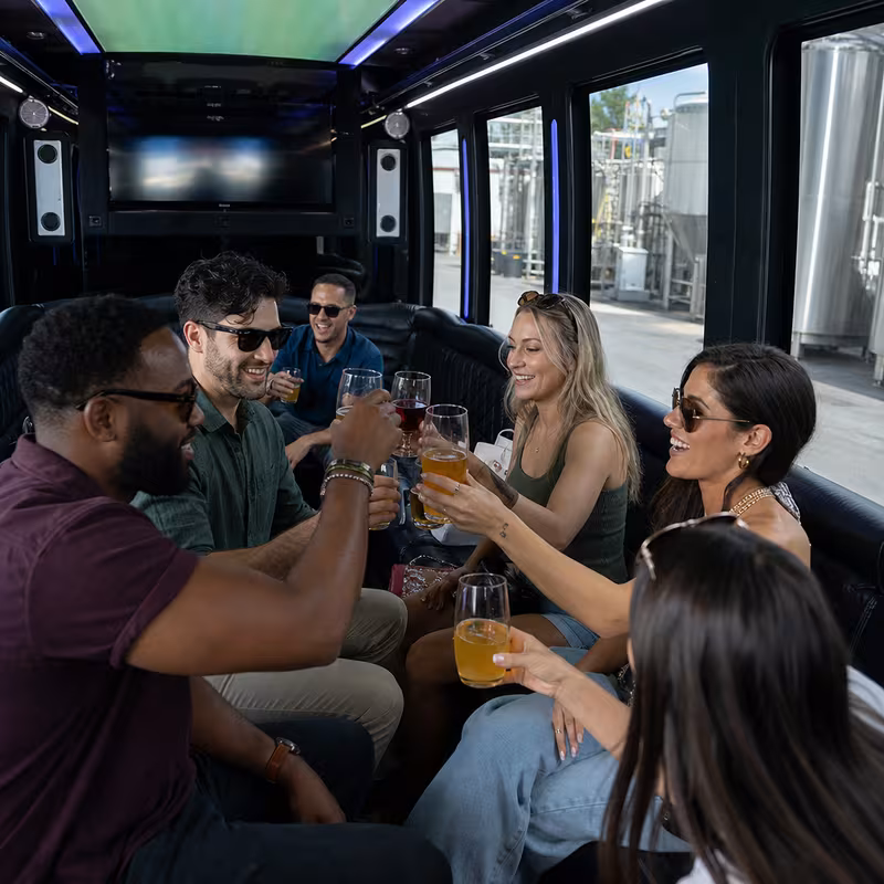 Black Mercedes Sprinter van staged for an New Orleans Winery & Brewery Tour Transportation group