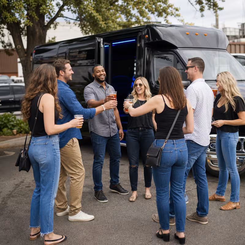 Passengers loading luggage while boarding an New Orleans group shuttle